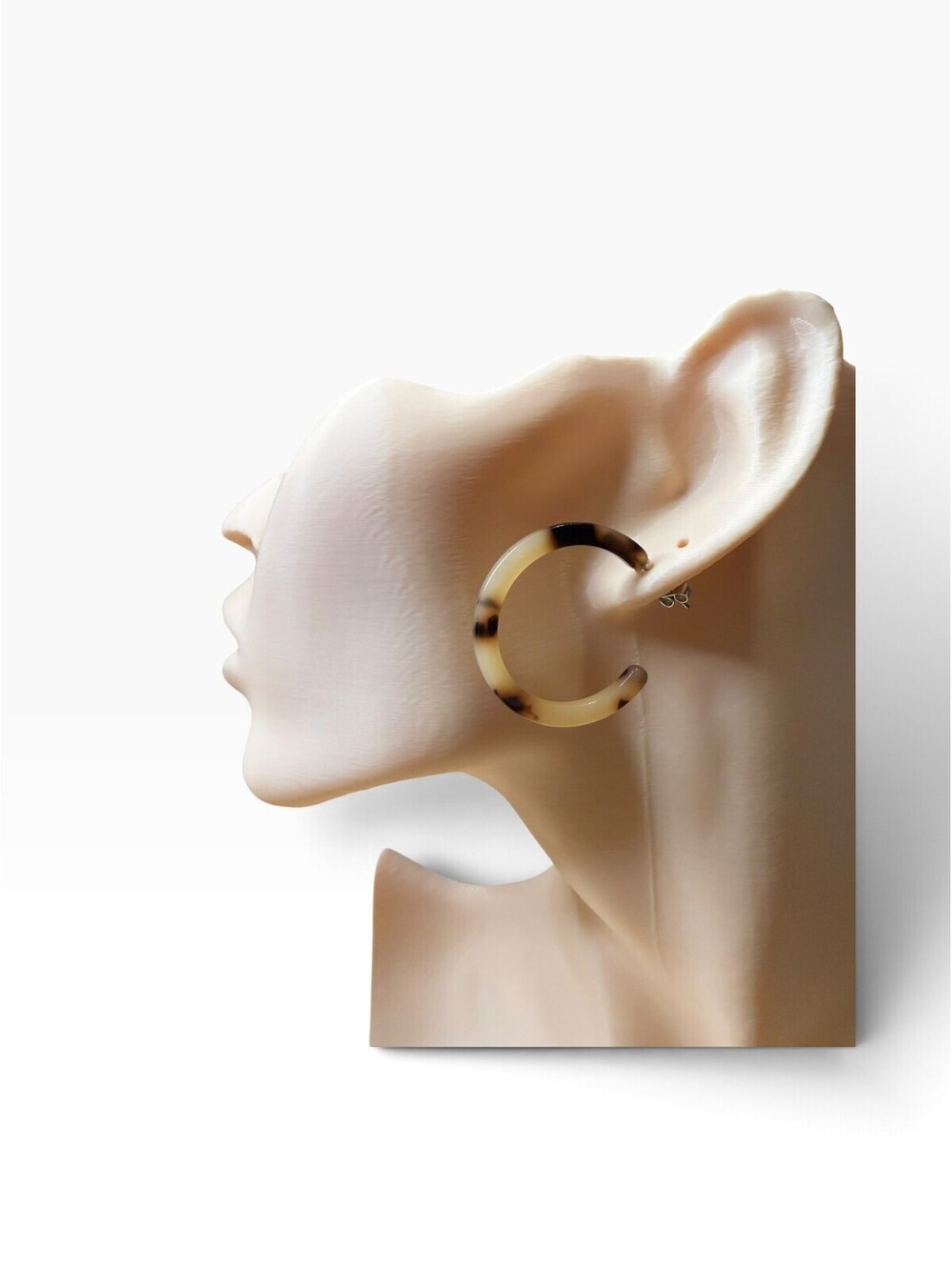 Jasmine Lane Tortoiseshell Hoop Earrings Brown Cream Hypoallergenic NWT